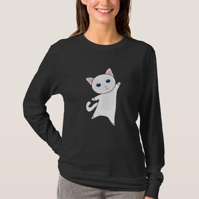 Camiseta Gato Cute Gatito Gatos Blancos Cute Animales (Anverso)