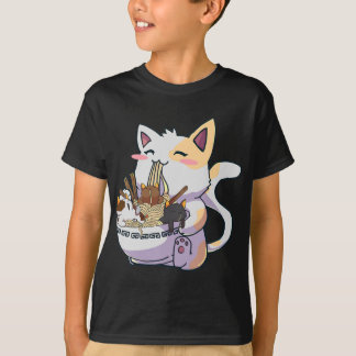 Camiseta Gato Cute Neko con fideos Ramen Bowl Anime Japón