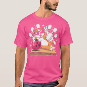 Camiseta Gato Cuto Con Gafas De Sol Gato Jugando Bolera Par