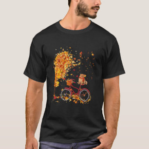Camiseta Gato Cuto En Bicicleta En Hojas De Maíz Otoño Ot