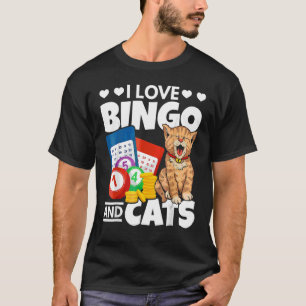 Camiseta Gato Cuto Me Encanta El Bingo Y Los Gatos Jugar Bi