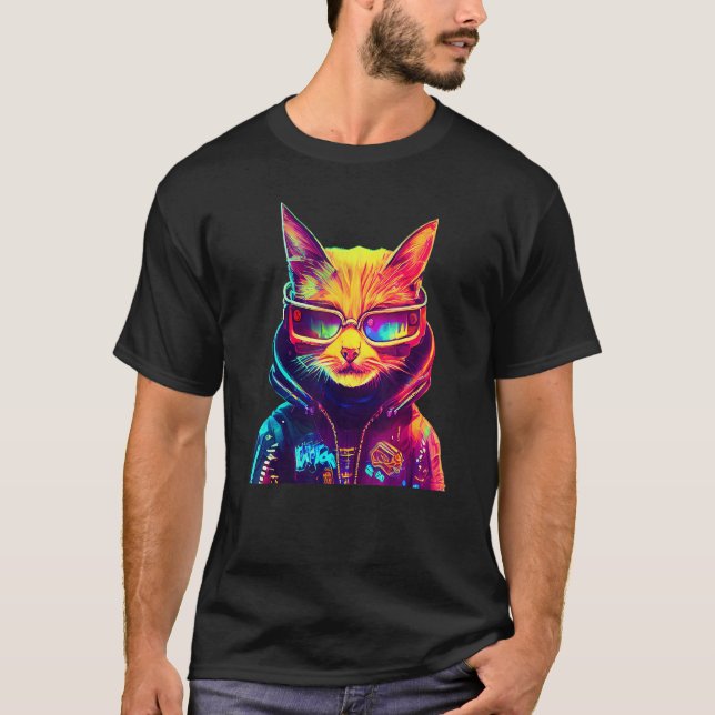 Camiseta Gato Cyberpunk 6 (Anverso)