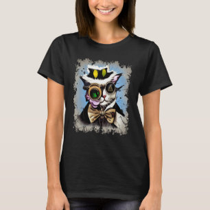 Camiseta Gato Cyborg Iluminati Espeluznante Monóculo Vapor