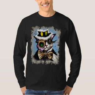Camiseta Gato Cyborg Iluminati Espeluznante Monóculo Vapor
