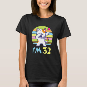 Camiseta Gato Dabbing Con Corazón Feliz Para Mí De 32 Años