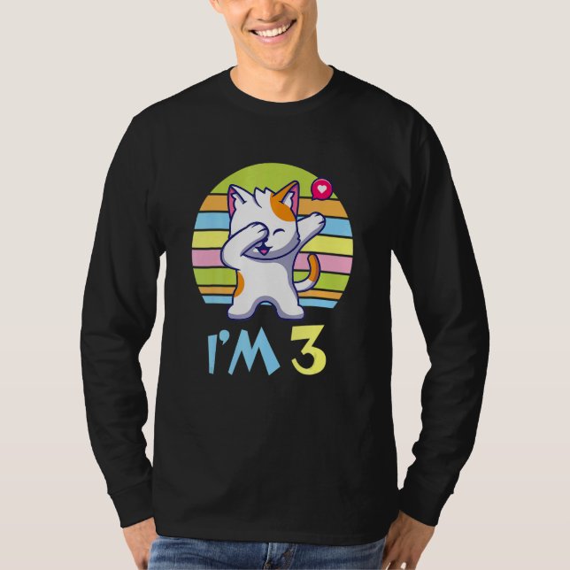 Camiseta Gato Dabbing Con Corazón Feliz Para Mí De 3 Años (Anverso)