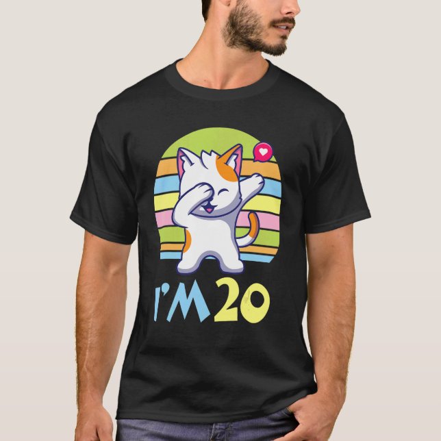 Camiseta Gato Dabbing Con Corazón Feliz Para Mí, Solo 20 Añ (Anverso)