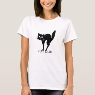 Camiseta Gato dama negro espeluznante gato personalizado te