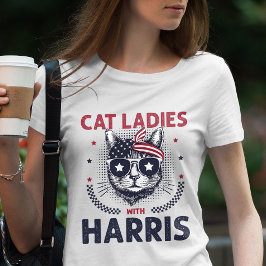 Camiseta Gato Damas Con Gato Patriótico Harris