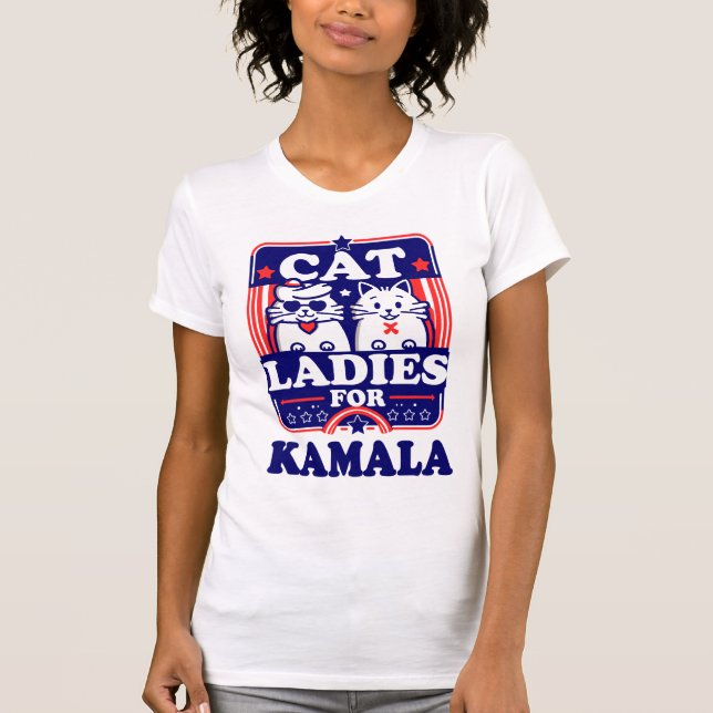 Camiseta Gato Damas de Kamala Fun Fieron Diseño Político (Anverso)