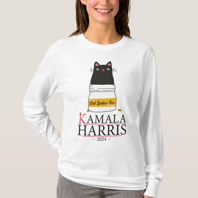 Camiseta Gato Damas para Kamala Harris 2024 - Gato Dama par (Anverso)