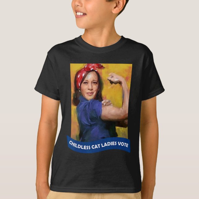 Camiseta Gato Damas Votar Kamala 2024 Rosie The Riveter (Anverso)