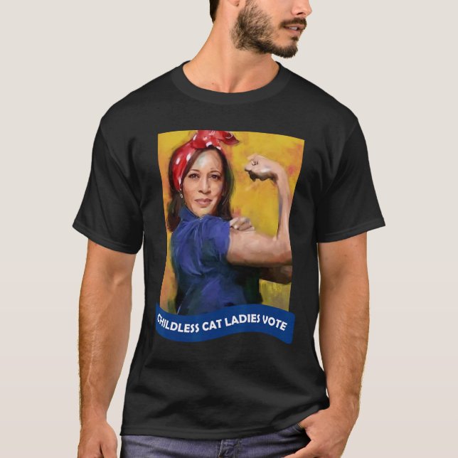 Camiseta Gato Damas Votar Kamala 2024 Rosie The Riveter (Anverso)
