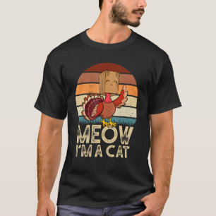 Camiseta Gato de Acción de Gracias Gato Falso Maullido Pavo