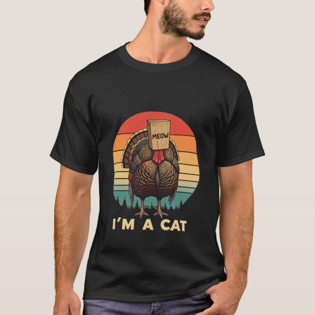 Camiseta Gato de Acción de Gracias Meow-velousFunny Turquía (Anverso)