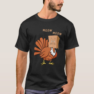 Camiseta Gato de Acción de Gracias Pavo Gato Maullar Divert