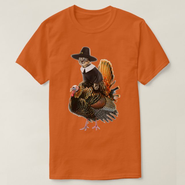 Camiseta Gato de Acción de Gracias Peregrino Disfraz Turco  (Diseño del anverso)