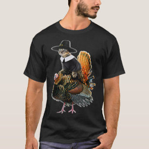 Camiseta Gato de Acción de Gracias Peregrino Disfraz Turco