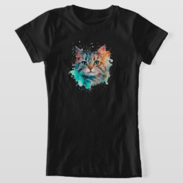 Camiseta Gato de acuarela de corte