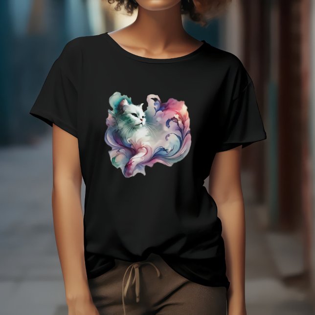 Camiseta Gato de Acuarela Etérea (Subido por el creador)