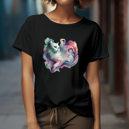 Camiseta Gato de acuarela etéreo