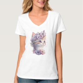 Camiseta Gato de acuarela violeta con harina