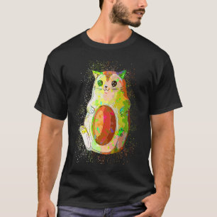 Camiseta Gato de aguacate lindo salpicadura de pintura colo