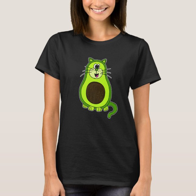 Camiseta Gato de aguacate Sano Comer Vegan Animal Avers Gat (Anverso)