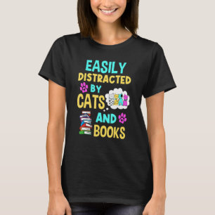 Camiseta Gato De Amor Y Libro Distraídos Fácilmente Por Gat