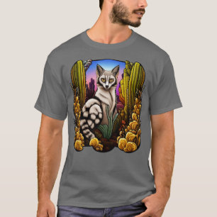 Camiseta Gato De Anillo De Arizona Rodeado De Cacti Toon T