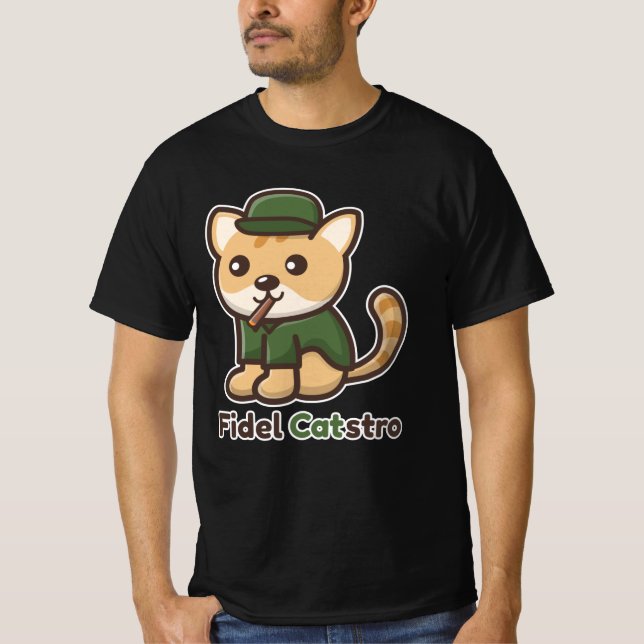 Camiseta Gato De Animales Graciosos Fidel Castro (Anverso)