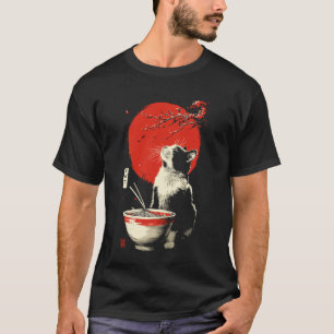 Camiseta Gato de anime comiendo ramen estética japonesa kaw