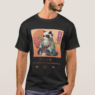 Camiseta Gato De Anime En Kimono Tradicional