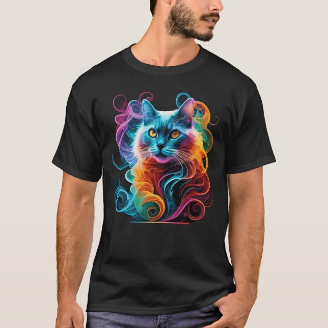 Camiseta Gato de anime espectral en explosión de humo vibra (Anverso)