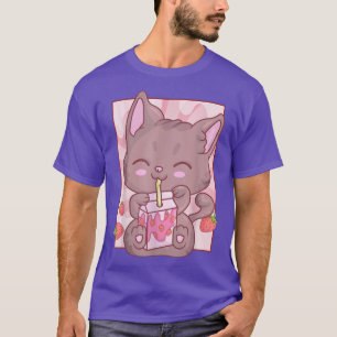 Camiseta Gato De Anime Para Mujeres Chicas Kawaii Strawberr