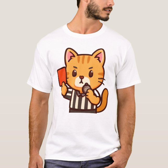 Camiseta Gato de árbitro - Tarjeta roja divertida de fútbol (Anverso)