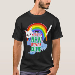 Camiseta Gato de arco iris de año nuevo