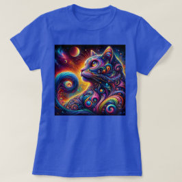 Camiseta Gato de arco iris en espiral místico de galaxia