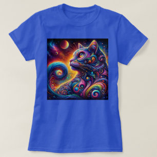 Camiseta Gato de arco iris en espiral místico de galaxia
