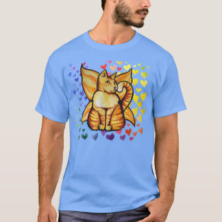 Camiseta Gato de arco iris Fairy Love Hearts Cute