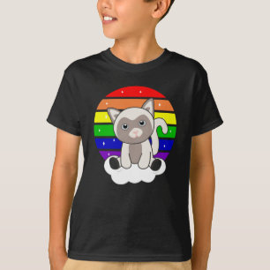 Camiseta Gato De Arcoiris Dulce Gatos Para Niños Siamcat