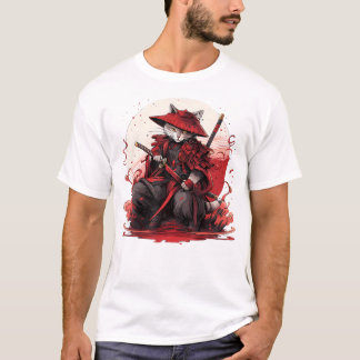Camiseta Gato de arte japonés Ninja Ukiyo-e Anime Style Sam