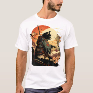 Camiseta Gato de arte japonés Ninja Ukiyo-e Anime Style Sam