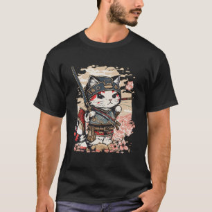 Camiseta Gato de arte japonés Ninja Ukiyo e Anime Style Sam