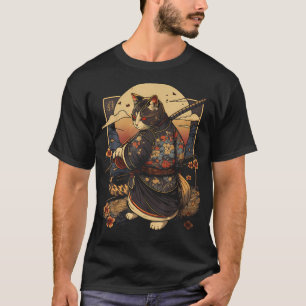 Camiseta Gato de arte japonés Ninja Ukiyo-e Anime Style Sam