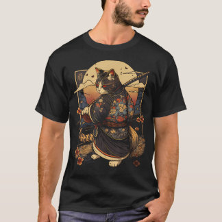 Camiseta Gato de arte japonés Ninja Ukiyo-e Anime Style Sam