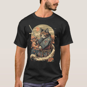 Camiseta Gato de arte japonés Ninja Ukiyo-e estilo Samurai 