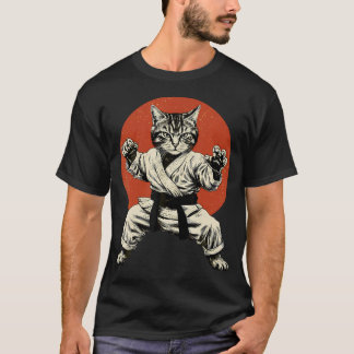 Camiseta Gato de Artes Marciales Karate Judo Bandera Japone