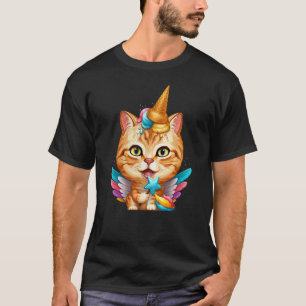 Camiseta Gato de Atigrado Naranja Helado Unicornio