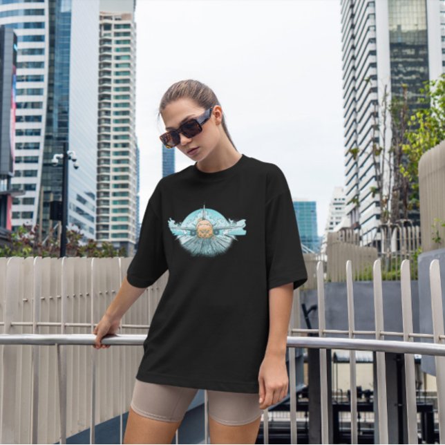 Camiseta Gato de avión drenado a mano (Subido por el creador)